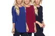 Isaac Liev Women's Curved Hem Side Slits Tops (3-Pack). Plus Sizes Available. - Image 4