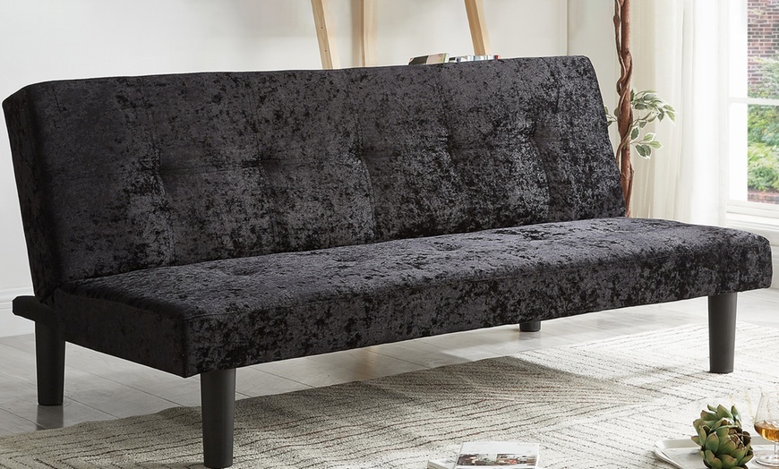 Image 2: Crushed Velvet Chevalier Sofa Bed