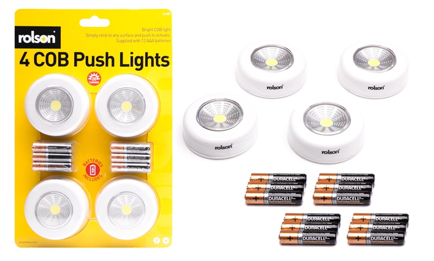 Image 1: Four-Pack of COB Push Lights