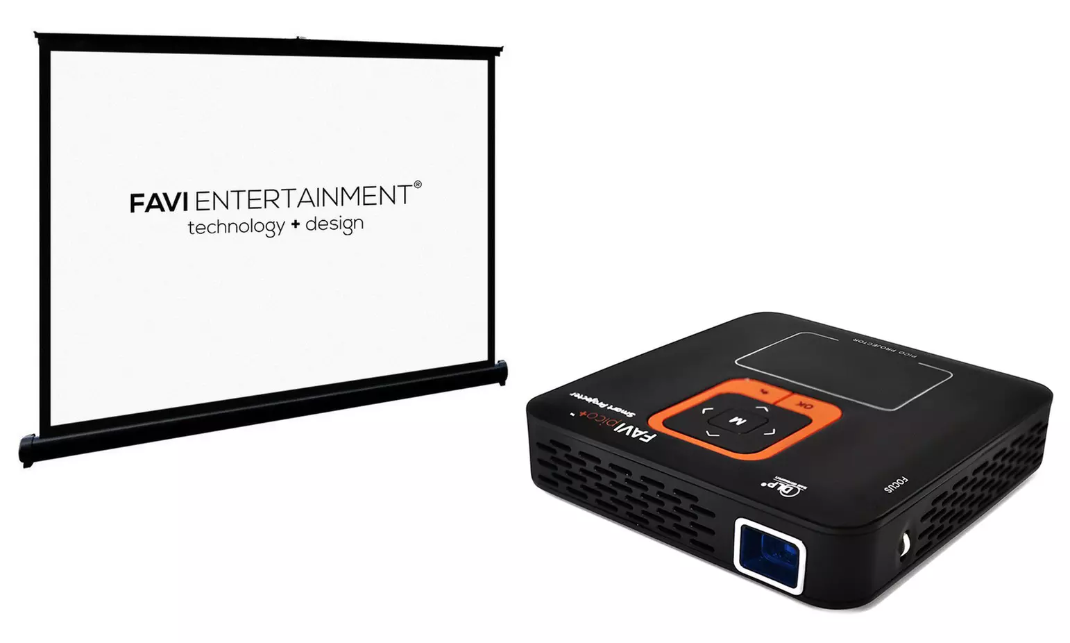 Favi DLP Pico+ 1080p Smart WiFi Projector with 50" Portable Screen - Primary Image