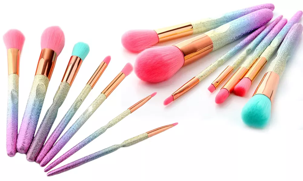 1 ou 2 lots de 7 pinceaux de maquillage paillettes arc-en-ciel - Primary Image