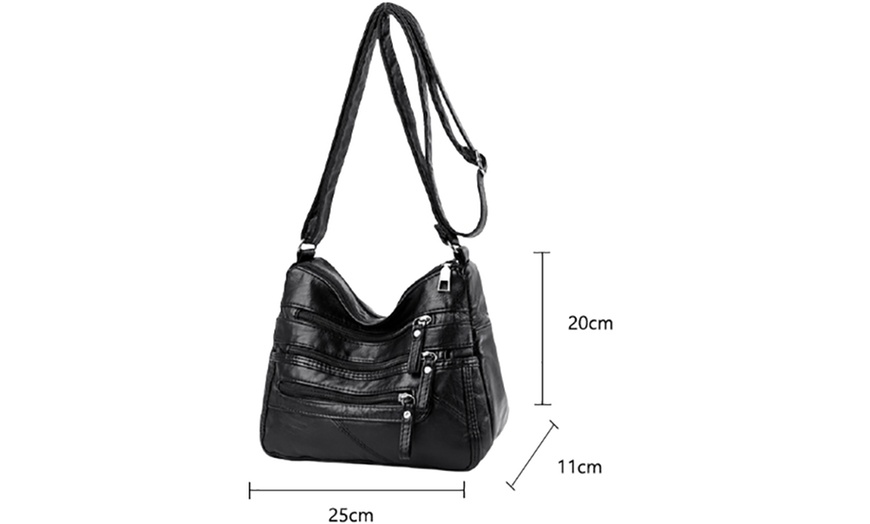 Image 2: Faux Leather Crossbody Shoulder Bag