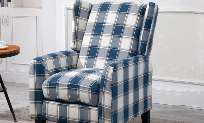 Image 4: Homcom Plaid Recliner Armchair