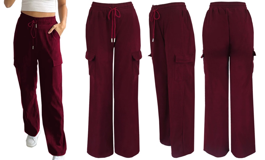 Image 4:  Women's Wide Leg Cargo Pocket Combat Trousers