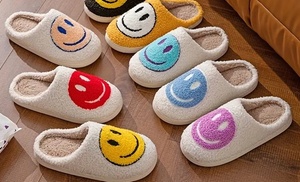 Smiley Face Plush Slippers