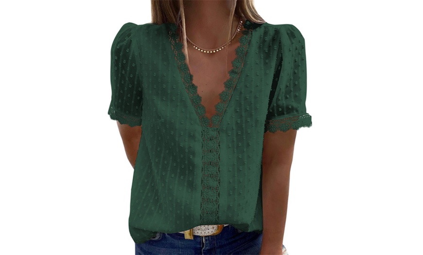 Image 5: Women's V-Neck Lace Tunic