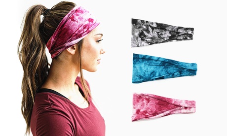Juego de 2 bandas deportivas para la cabeza Tie-dye