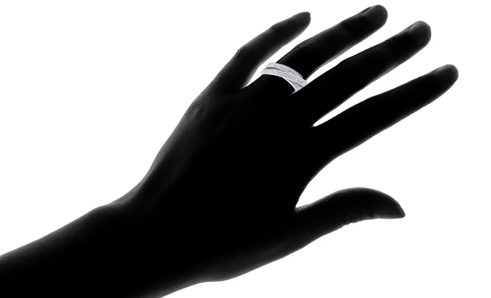 18K White Gold Plated Rolling Eternity Ring Made with Swarovski Elements by Barzel - Second Medium