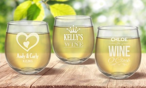 Personalised Stemless Wine Glass