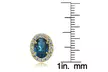 London Blue & White Topaz Oval Halo Stud Earrings in Yellow Flash 925 Silver - Second Medium