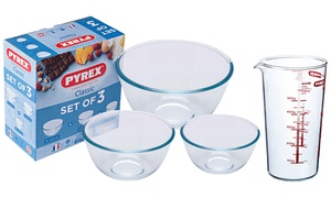 Pyrex Measure Jug and Three-Piece Glass Bowl Set