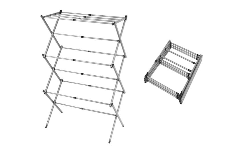 Image 9: Three-Tier Extendable Clothes Airer