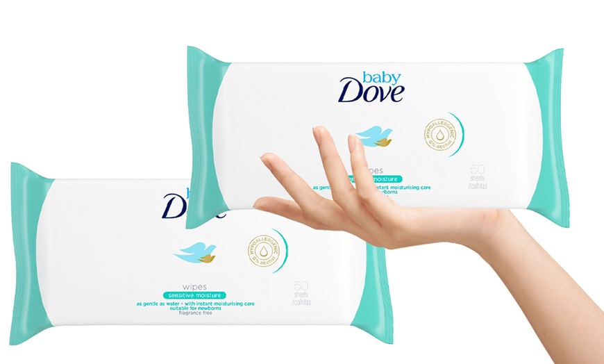 Image 1: 12 Packs of Dove Sensitive Moisture Wipes