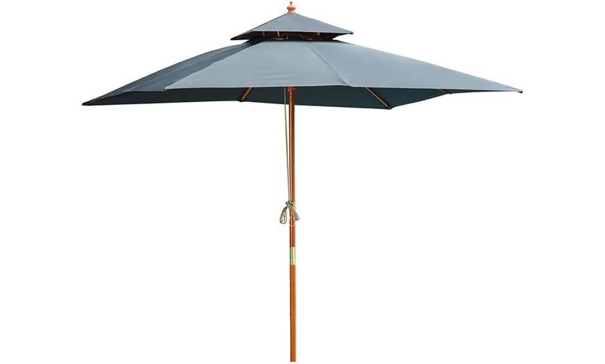 Image 1: Outsunny Pagoda-Style 3m x 3m Patio Garden Umbrella