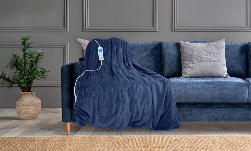 Image 5: Neo Reversible Electric Heated Throw Over Blanket 