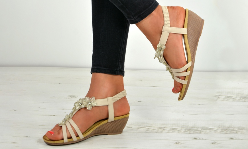 Image 9: Women's Floral Wedge Sandals