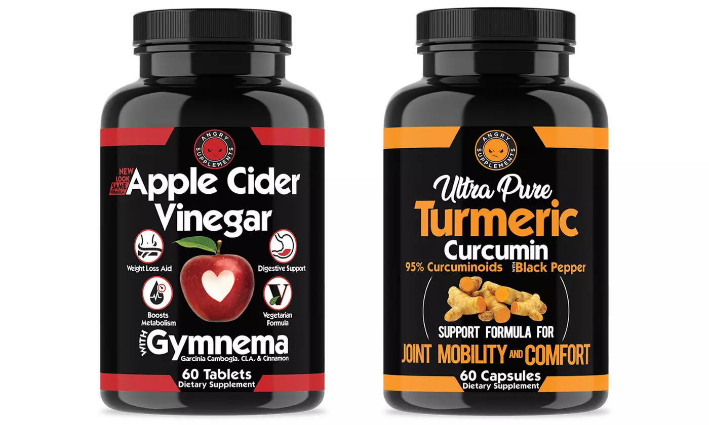 Angry Supplements Apple Cider Vinegar and Turmeric Curcumin Supplements (60-Count) - Primary Image