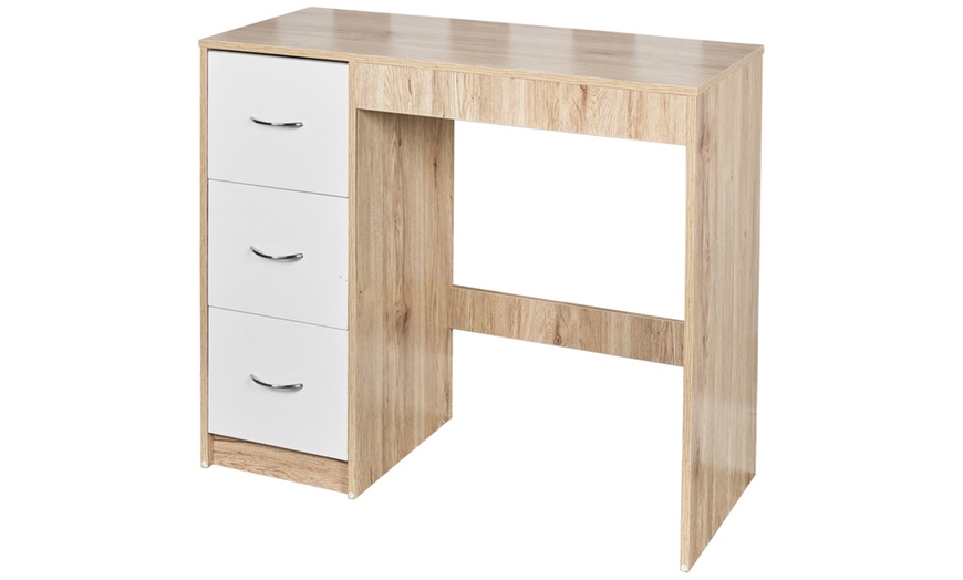 Image 5: Three-Drawer Wooden Bedroom Dressing Table