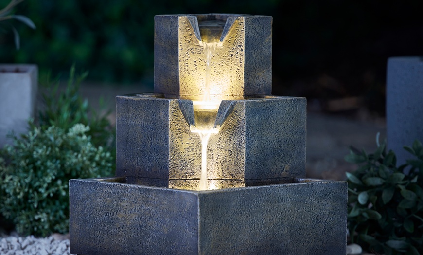 Image 3: Three-Tier Squared Bowl Cascading Water Feature