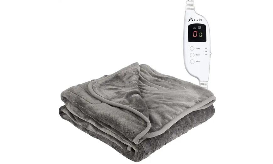 Image 6: Alivo Sherpa or Flannel Low Energy Heated Blanket