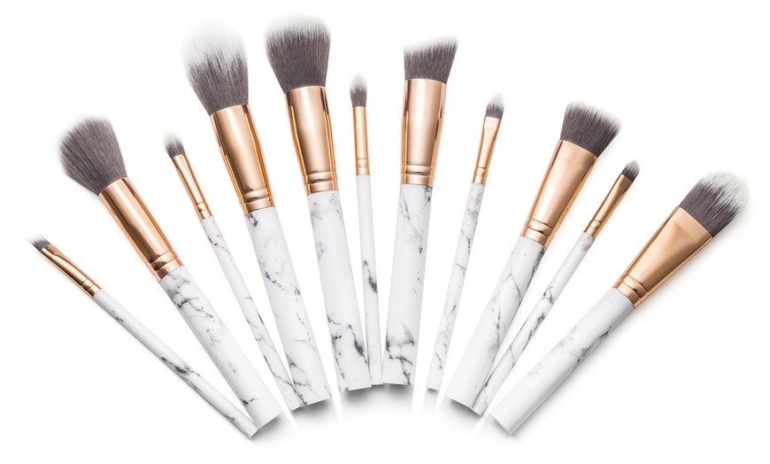 Image 4: 10-Pc Marble Make Up Brush Set