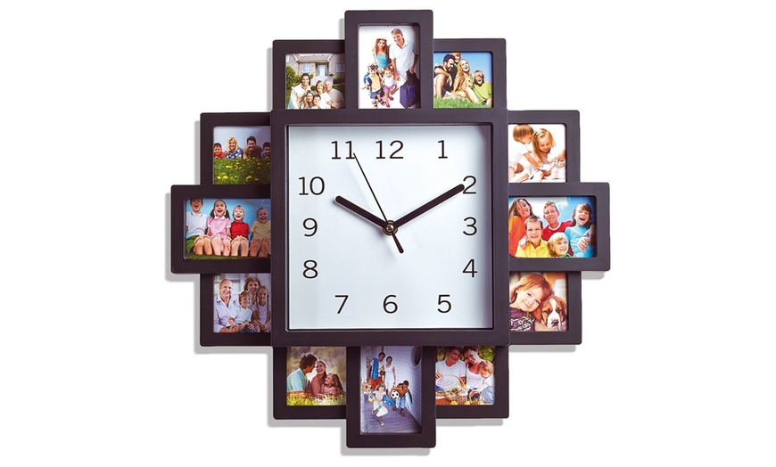 Image 1: 12-Picture Photo Frame Clock