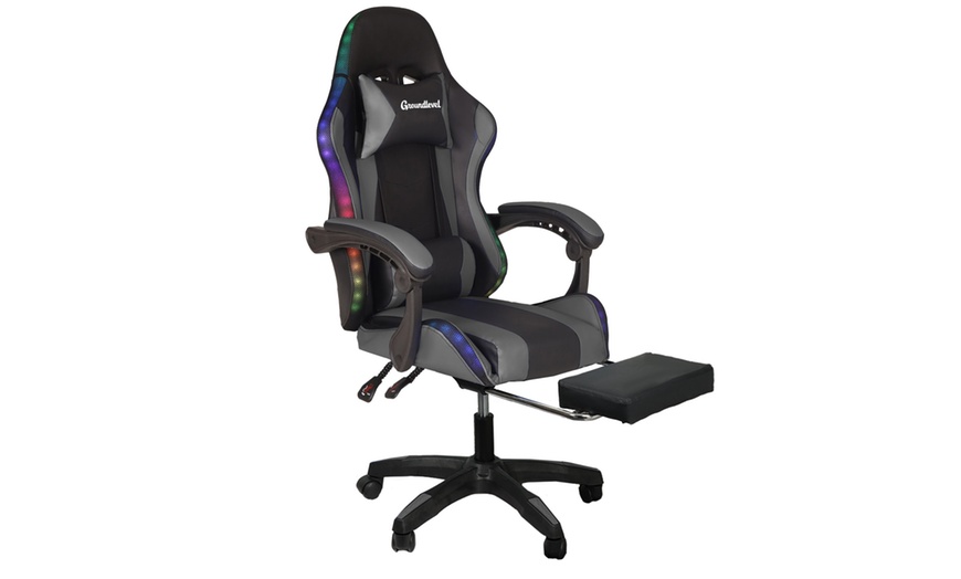 Image 3: LED Gaming Chair with Footrest