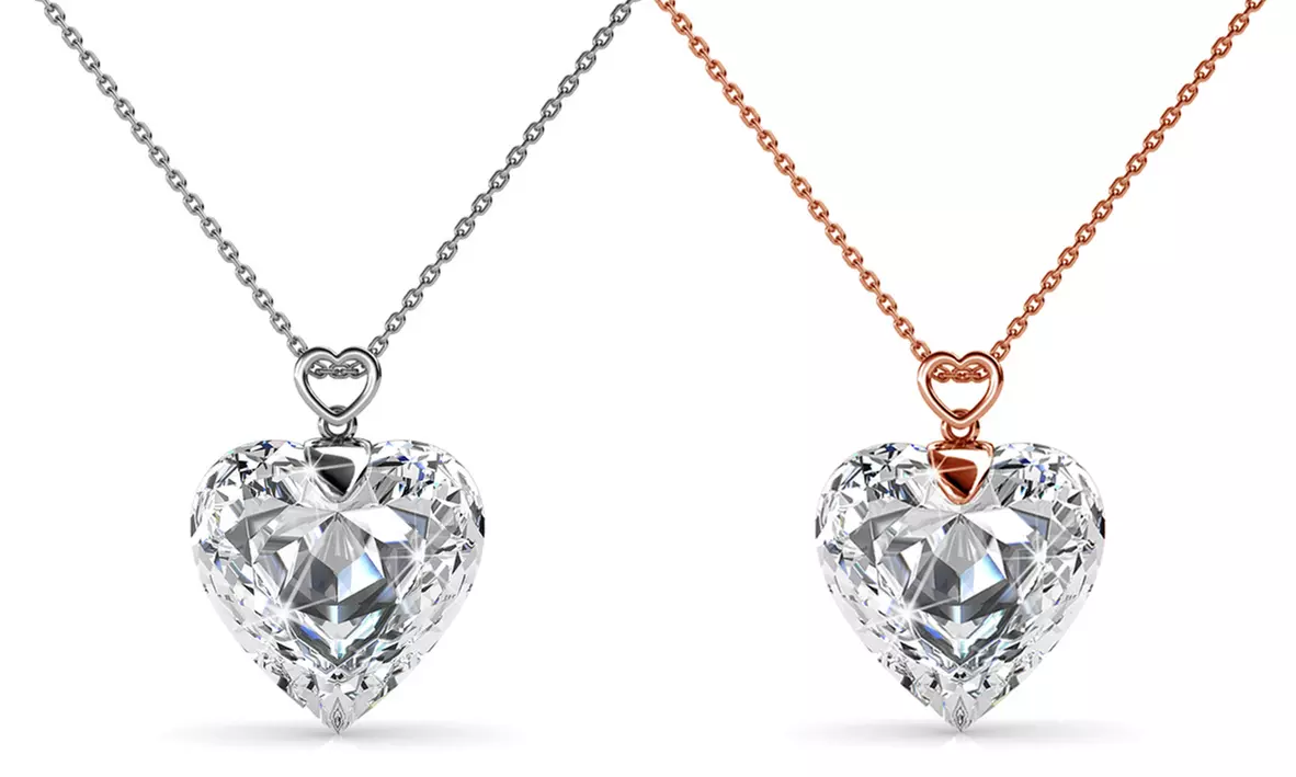 1 ou 2 colliers avec pendentif cœur en cristal autrichien, coloris au choix, livraison offerte - Primary Image