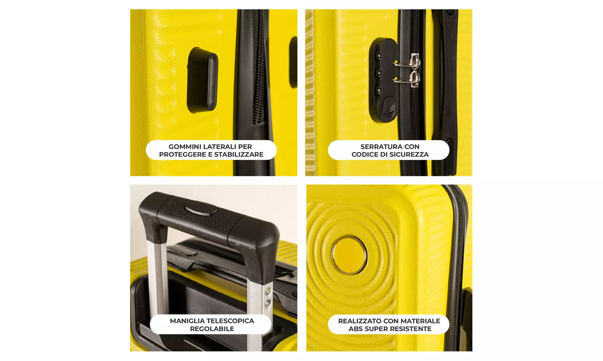 Maleta de cabina de ABS con ruedas desmontables