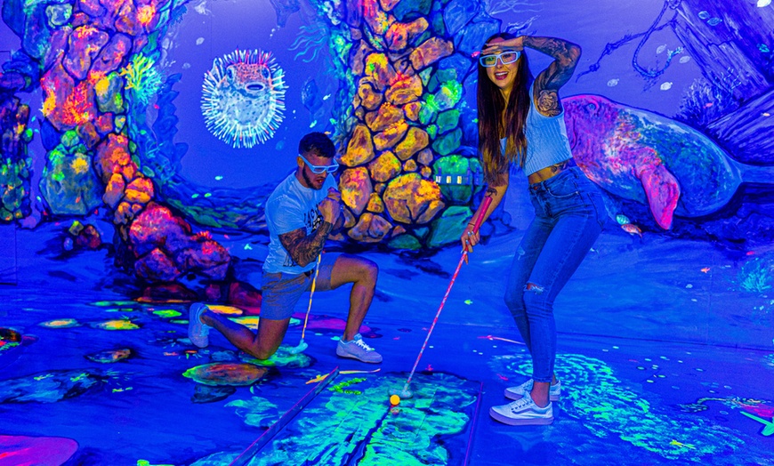 Image 1: Art Comes Alive: Weekday 18 Holes Glow-in-the-Dark 3D Mini-Golf Adventure