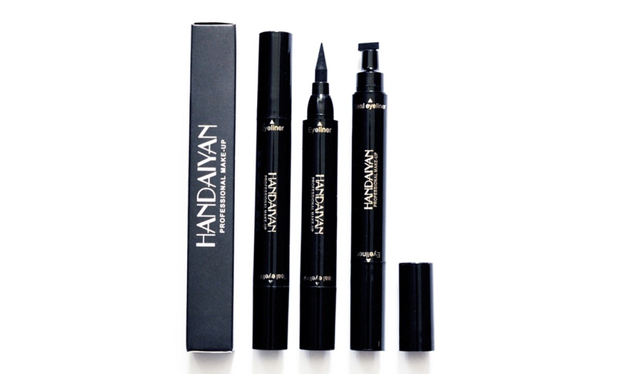 Image 2: Glamza Two-in-One Waterproof Liquid Eyeliner and Wing Stamp Pen Sets