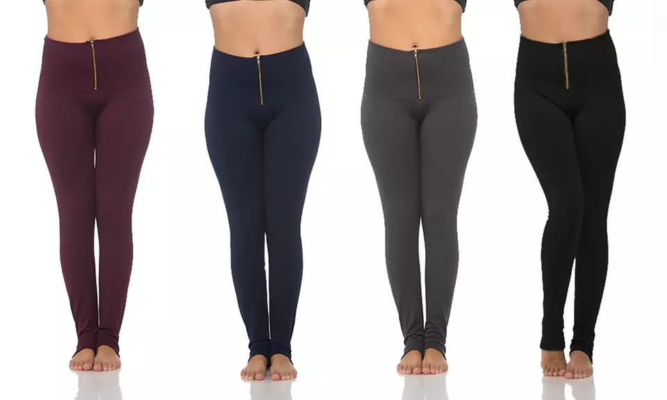 Maze Women's High-Waist Zipper Fleece-Lined Leggings (4-Pack) - Primary Image