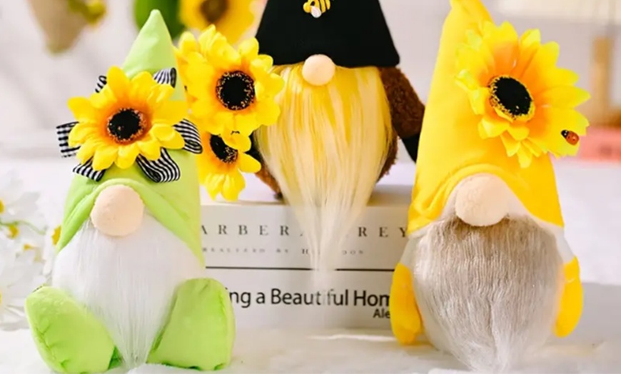 Image 2: Sunflower and Bee Faceless Gnome Decoration