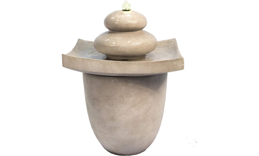 Image 3: Outdoor Zen stones 2-Tier Fountain with LED Light