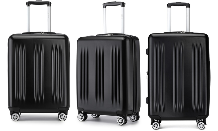 Image 3: One- or Three-Piece Sleek Striped Expandable ABS and PC Suitcases