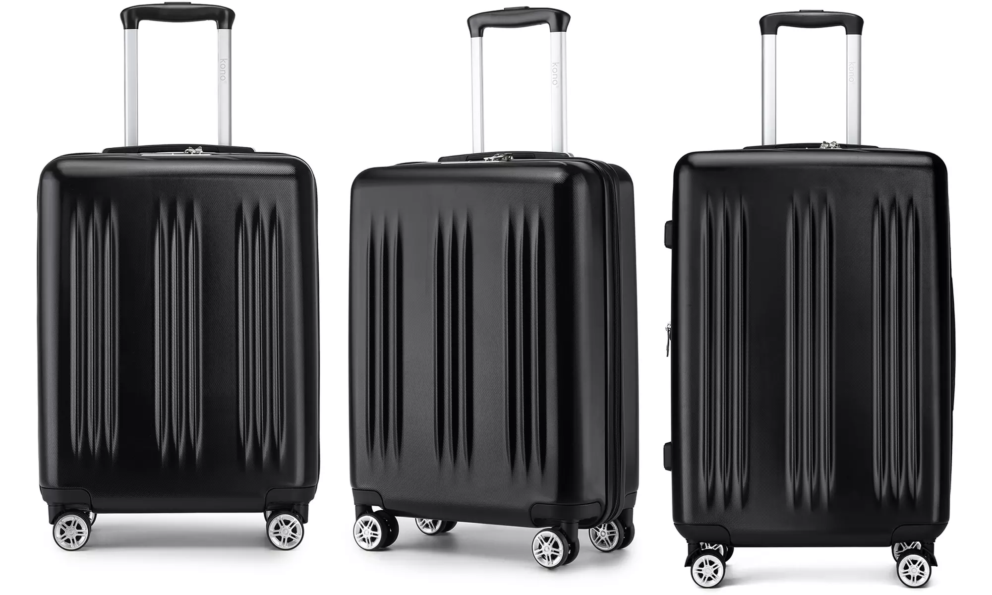 KONO One or Three Piece Four Wheels Hard Shell Suitcases