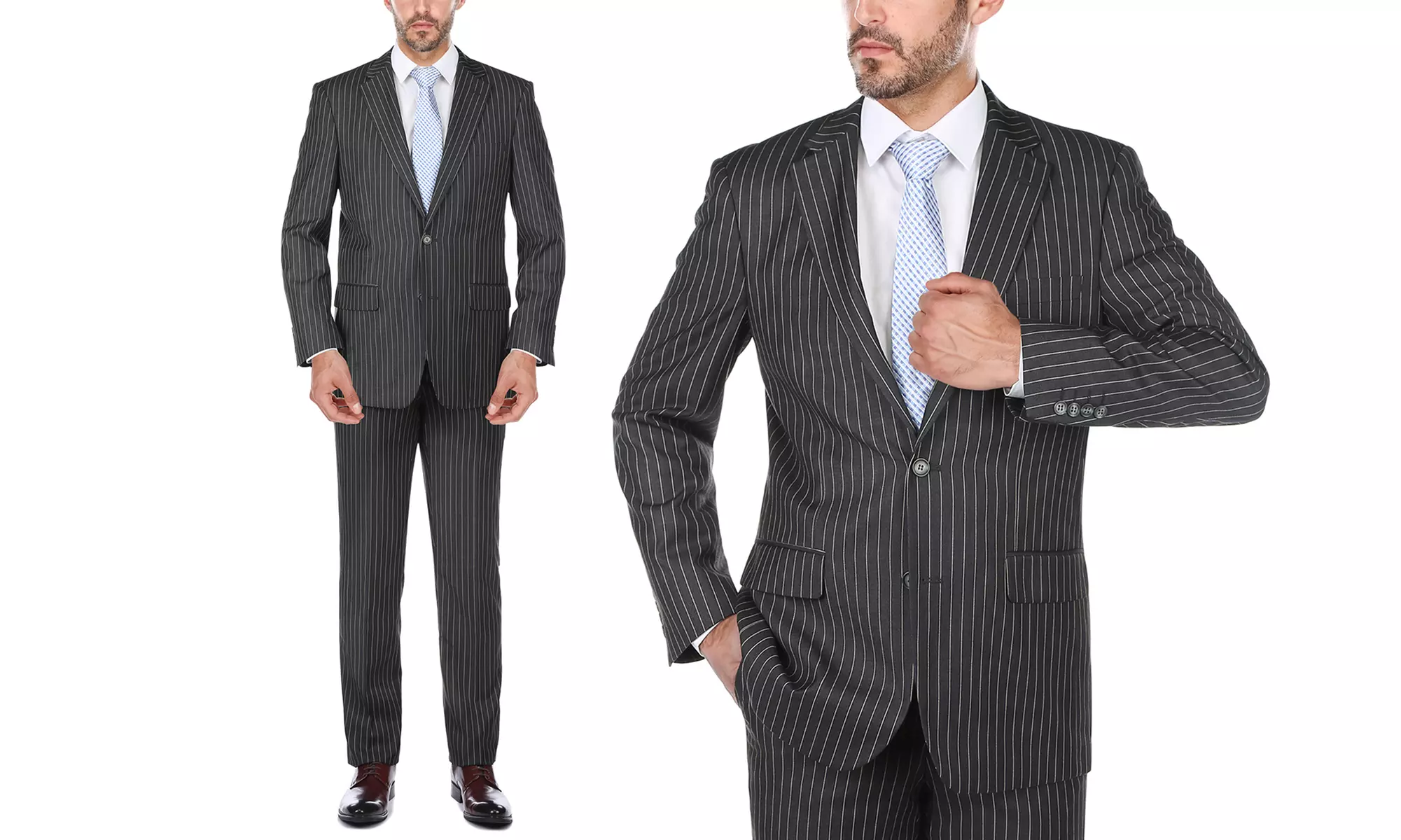 Verno Men's Classic Fit Pinstripe Suit (2-Piece) - Second Medium