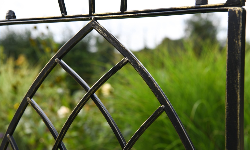 Image 3: Victorian Design Wrought Iron Garden Arch with Bench