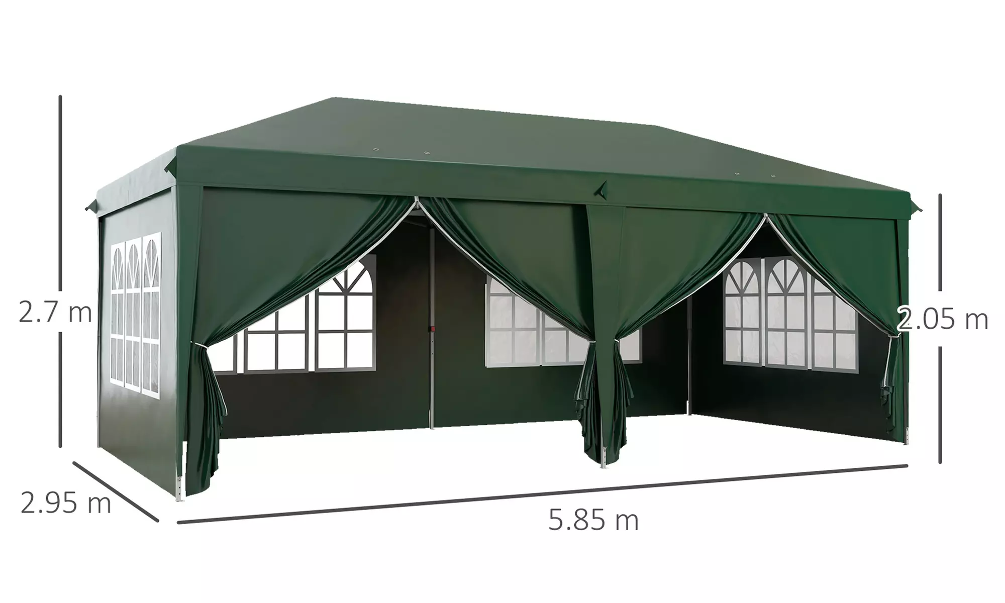 Outsunny Large Pop-Up Gazebo 3x6m with Curtain Walls and Windows