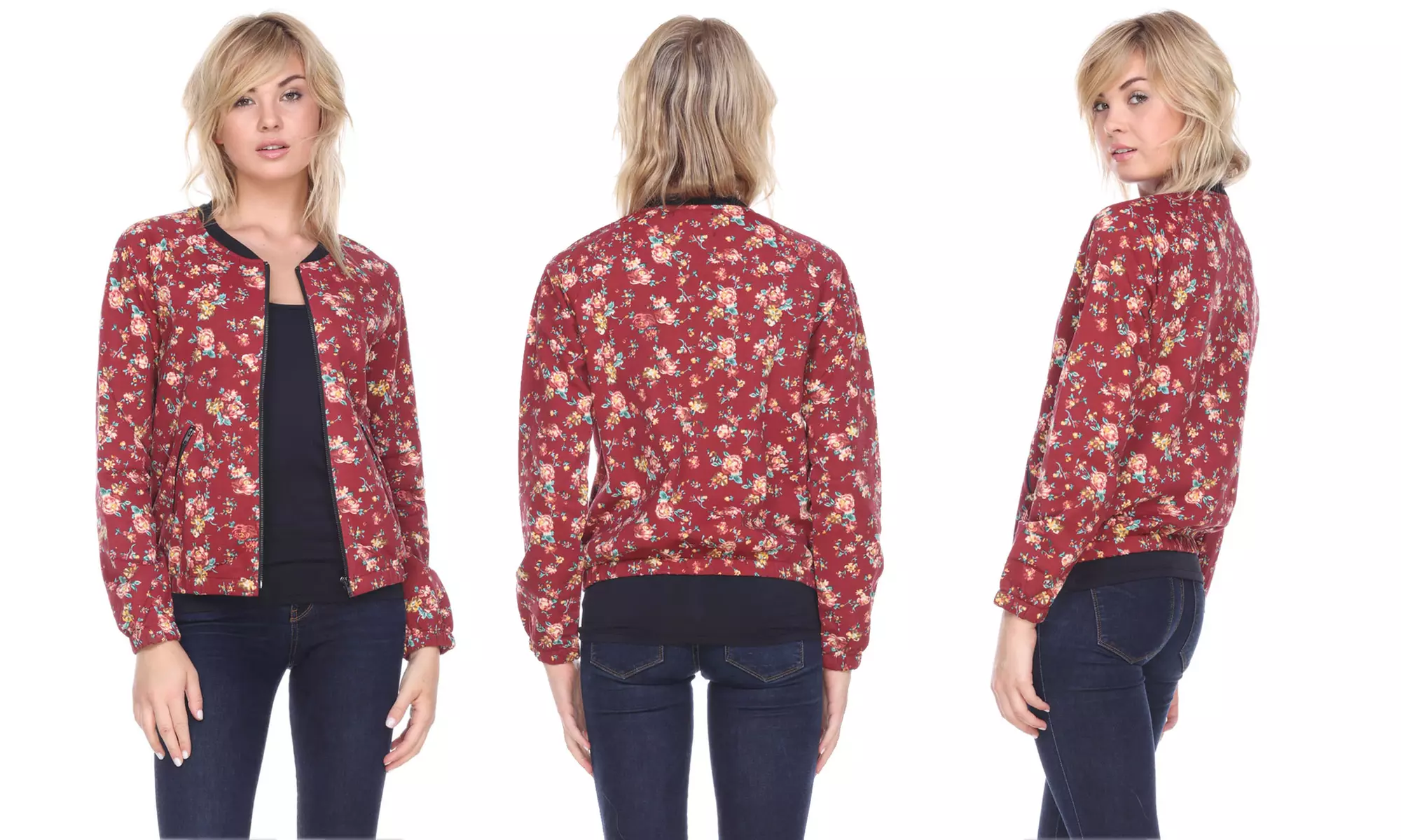 Women's Floral Bomber Jacket - Primary Image