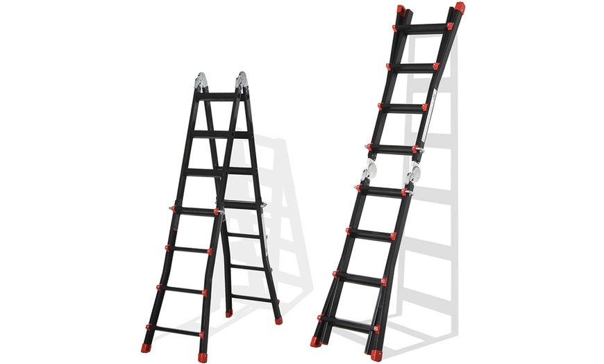 Image 1: HomCom Telescoping Ladder