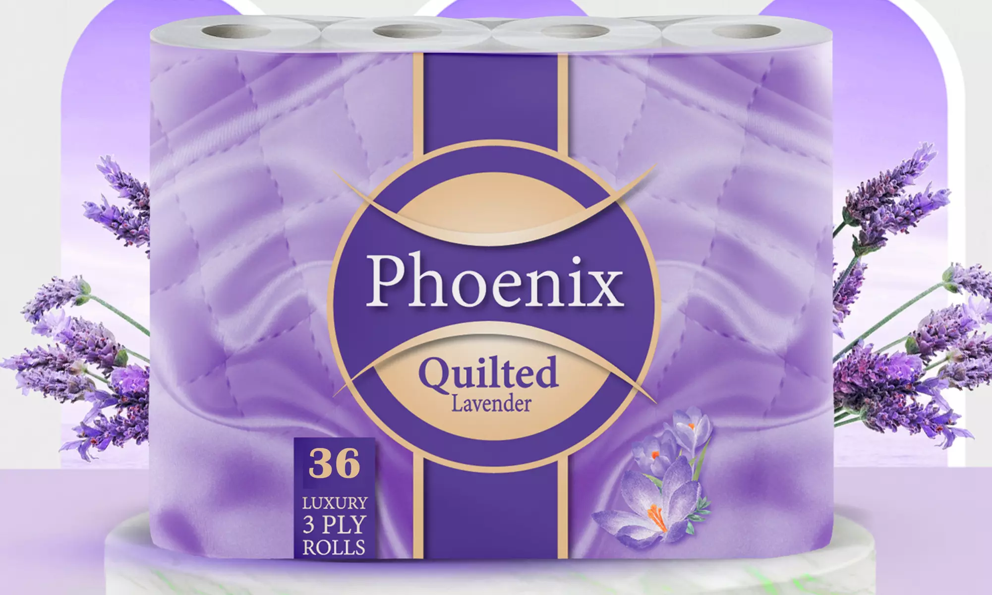 Phoenix Lavender 3-Ply Toilet Paper – Bulk Packs of 36, 60 or 120 Rolls