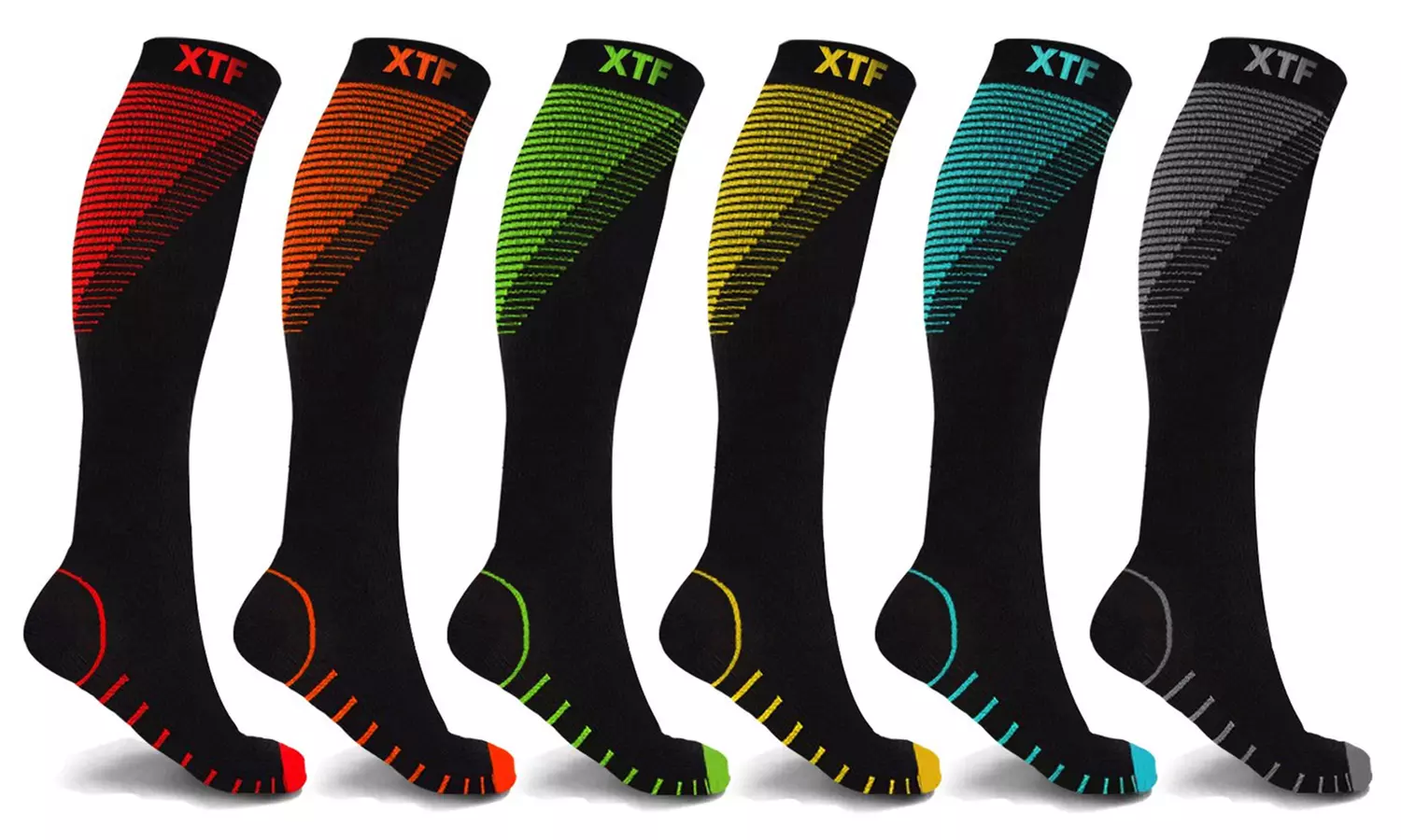 XTF Pain Relief Knee High Compression Socks (6-Pairs) - Second Medium
