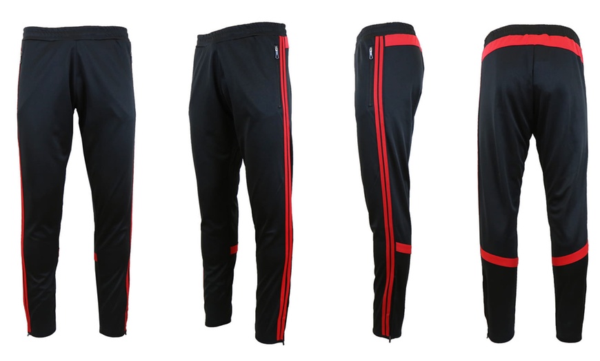 Image 3: Galaxy by Harvic Men's Slim-Fit Moisture-Wicking Striped Jogger Pants