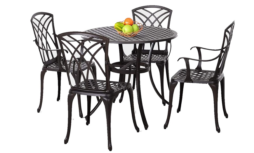 Image 2: Outsunny Outdoor Table and 4 Chair Set