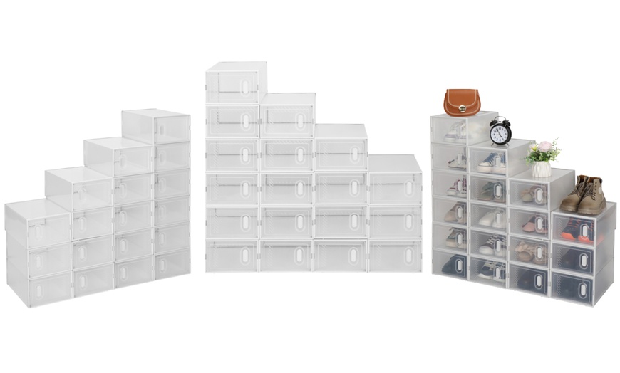 Image 6: Shoe Storage Boxes 18 Pack Clear Plastic Stackable