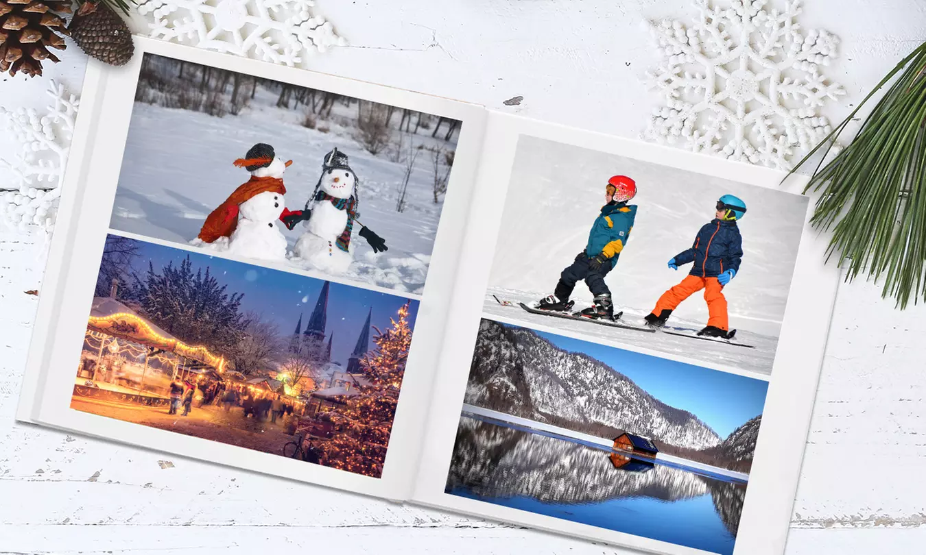 Quadratisches Hardcover-Fotoalbum 30 x 30 cm mit bis zu 144 Seiten