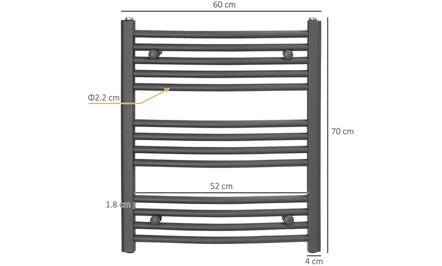 Image 8: Curved Heated Towel Rail