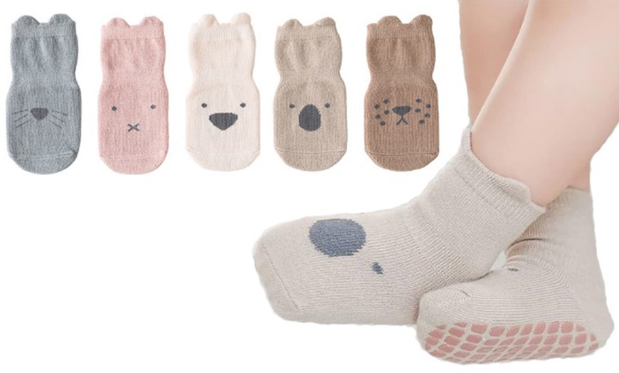 Image 1: Five-Pack of Baby Slipper Socks