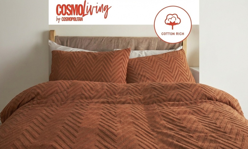 Image 2: Cosmo Living Tufted Embossed Terracotta Duvet Set